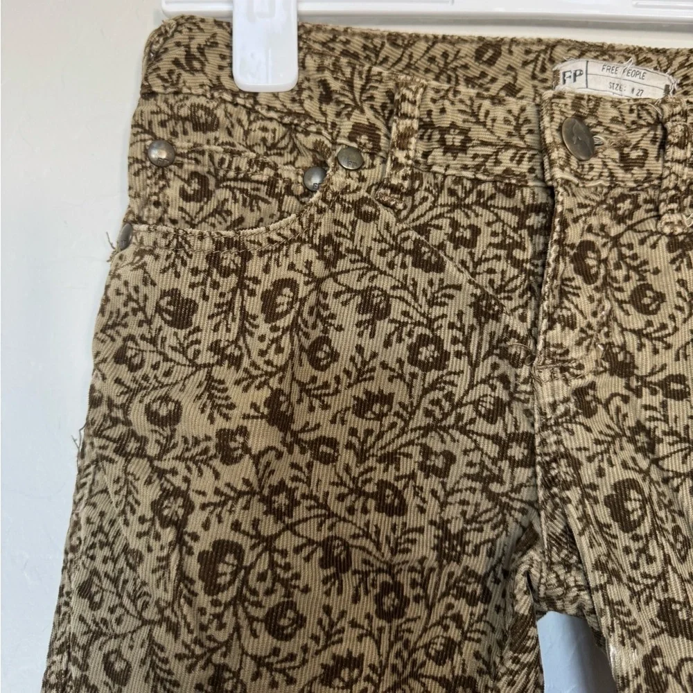 Free People Ditsy Floral Corduroy Cord Trouser Skinny Pants size 27